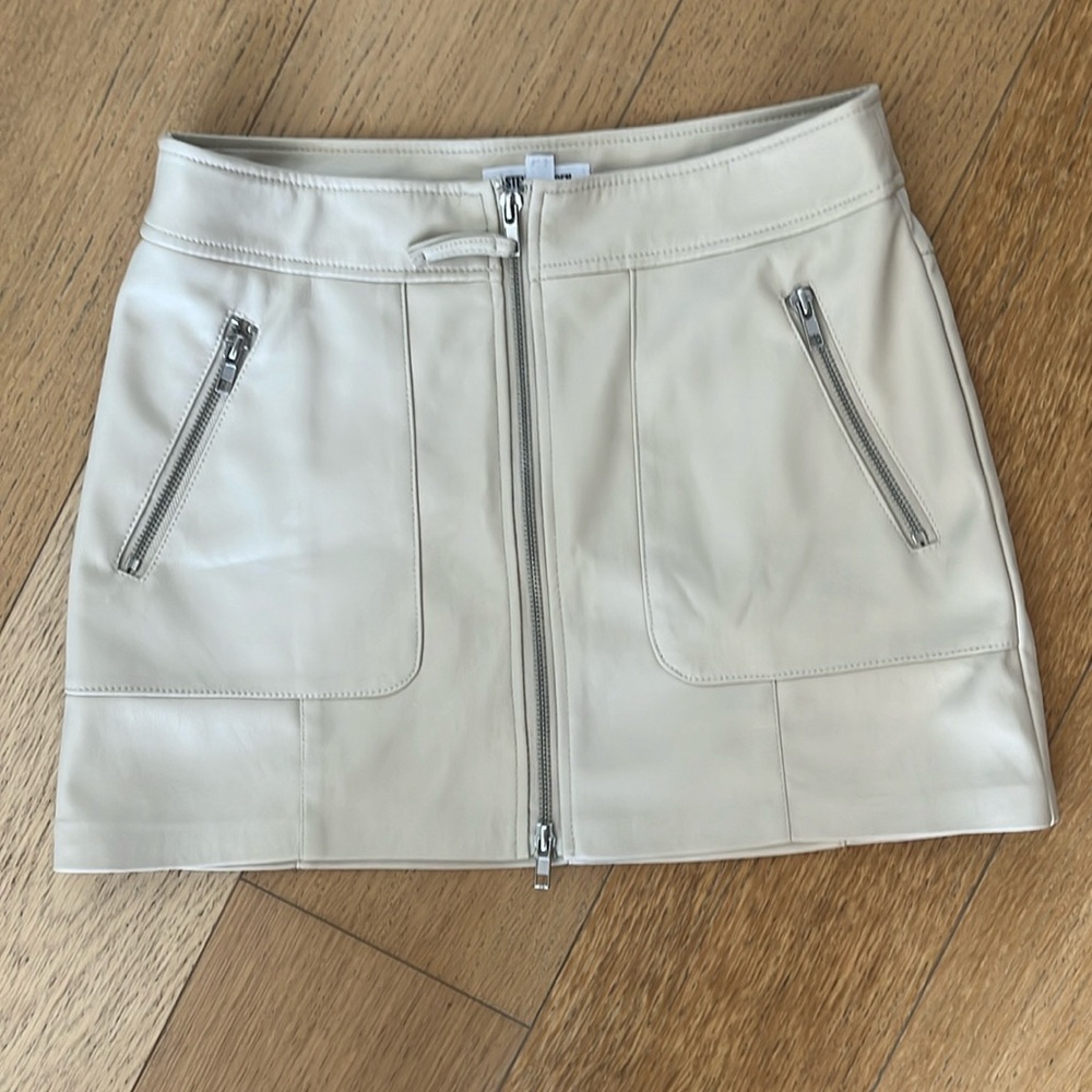 Cream leather skirt